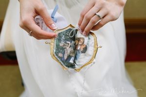 a gift the bride was given homemade change purse with images on the inside