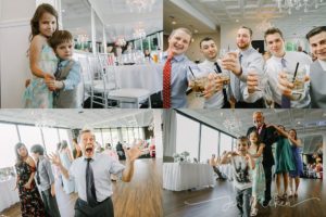 wedding guests at veltres reception in plum