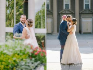 wedding portraits in backlight